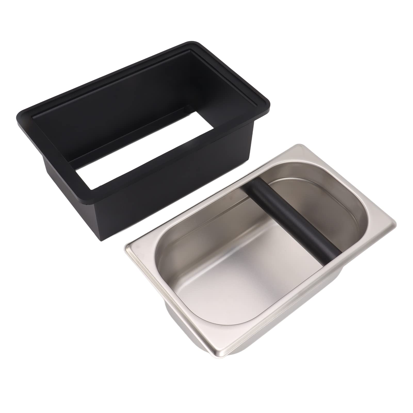 Depósito de acero inoxidable, caja de café con barra de goma extraíble y base antideslizante (L)