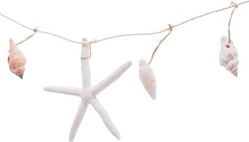 Miniatura 3 de Guirnalda blanca lavada con estrellas de mar y conchas marinas, decoración inspirada en la costa, decoración para colgar en la pared, juego de 3, 31