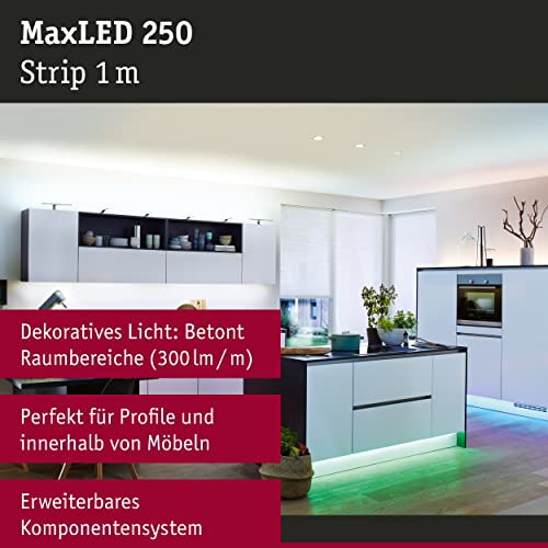 Paulmann 79865 MaxLED 250 LED Strip 1m RGBW IP20 incl. 1x6.5-watt Strip Lighting Strip 3000 K, Silver - Image 2