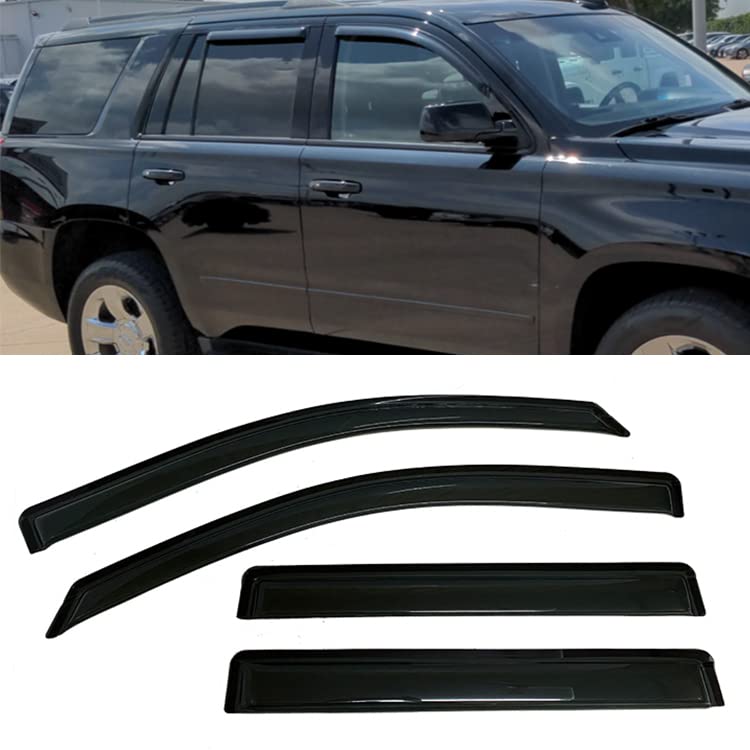 Smoke Tinted Window Sun Rain Visors Vent Guard Deflector Shade Compatible with Chevrolet Tahoe Yukon 2015-2020
