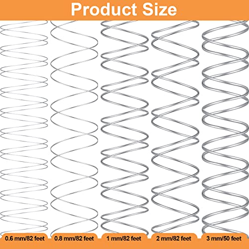 5 Sizes Jewelry Wire 9, 12, 18, 20, 22 Gauge Jewelry Aluminum Wire Kit Jewelry Beading Wire Bendable Craft Metal Wire For Jewelry Making Crafts, Sculpting, Armature With A Pliers, 5 Rolls, Silver #TOP1