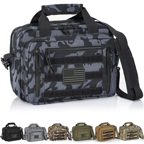 Image of Pistol Case, Gun Range Bags For 2 Pistols 6 Magazines Carrying Shooting Bag with Lockable Zipper for Shooting Range Outdoor Hunting