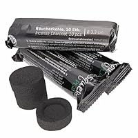Räucherkohle 33 mm – 3 Rollen (30 Tabletten) | Selbstzündende Kohletabletten mit Räuchermulde | Gleichmäßige Glut für Harze & Kräuter | Stylische Schwarze Verpackung Lebensquelle Plus