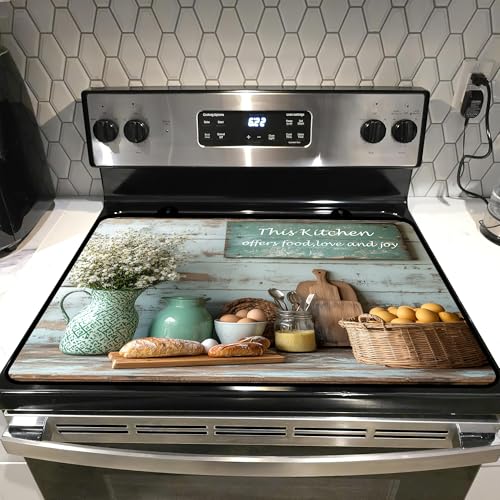 Image of Stove Top Covers for Electric Stove, Glass Stove top Cover 28 inchx 20 inch