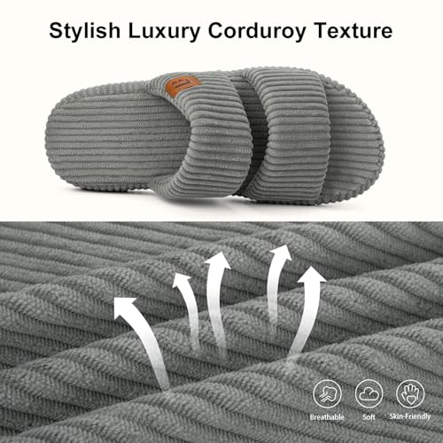 Image of LongBay Slippers for Women Memory Foam Open Toe Slide Indoor House Shoes Slip On Bedroom Comfy Gift