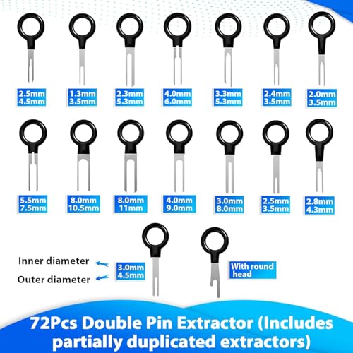Image of Terminal Removal Tool Kit 139 Pcs Depinning Tool Electrical Connector Pin Removal Tool Kit Pin Extractor Tool Set Wire Terminal Release Tool for Automotive Car Household Devices
