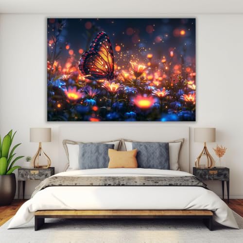 Cuadro en lienzo de mariposa para dar un toque vintage y acogedor a tu dormitorio o sala 4