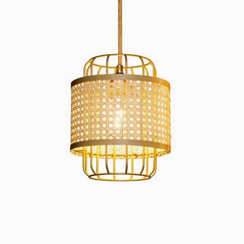 YNAHZAOK Hand Woven Rattan Pendant Light Country Wicker Rattan Hanging Chandelier with Adjustable Suspension Line for Dining Room Living Room Bedroom Hallway Kitchen Wabi Sabi Wind Lighting Fixtures