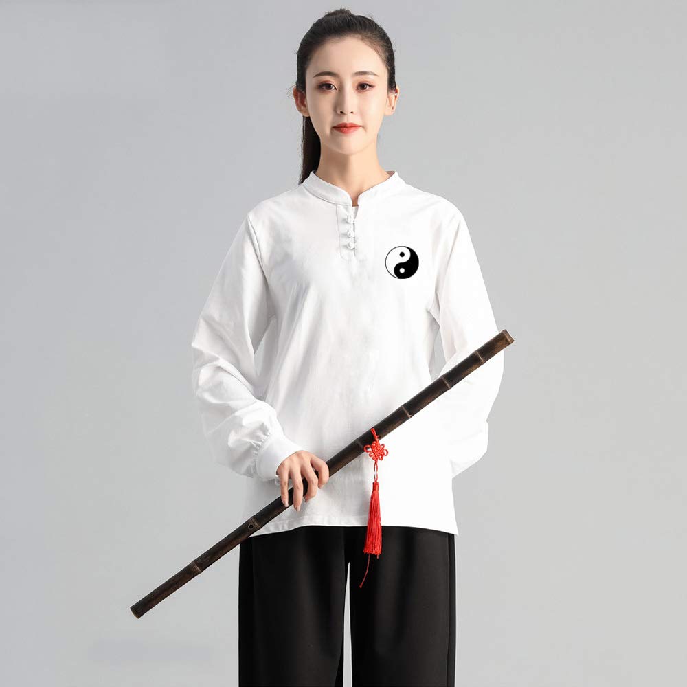 Abiti Tai Chi 2 Pezzi Tuta da Uomo E Donna T-Shirt da Boxe Tai Chi Tinta Unita Cotone Competizione Abiti da Allenamento,E-XXXL