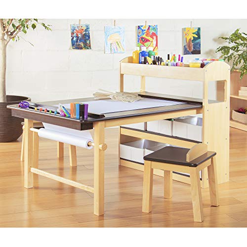 Guidecraft-Deluxe-Art-Center-Kids-Arts-and-Crafts-Table-and-Chairs-Set-with-Storage-Shelves-Bins-Paper-Roll-for-Drawing-and-Painting-Wooden-Art-Desk-for-Kids-Playroom-Toddler-Activity-Table Guidecraft Deluxe Art Center Kids Arts and Crafts Table and Chairs Set with Storage Shelves Bins Paper Roll for Drawing and Painting Wooden Art Desk for Kids Playroom Toddler Activity Table