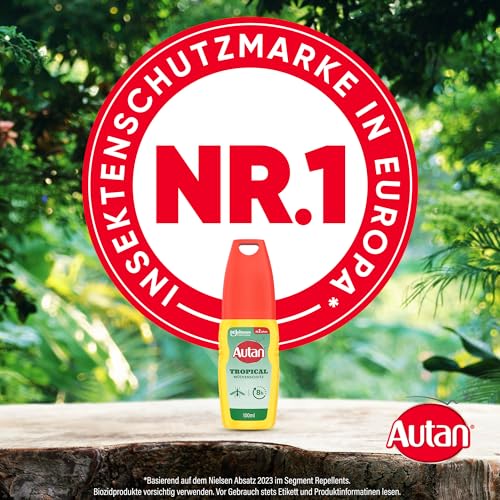 Autan Tropical Pumpspray, Mückenschutz für Körper & Gesicht, Travel Essentials, 1er Pack, (1 x 100 ml)