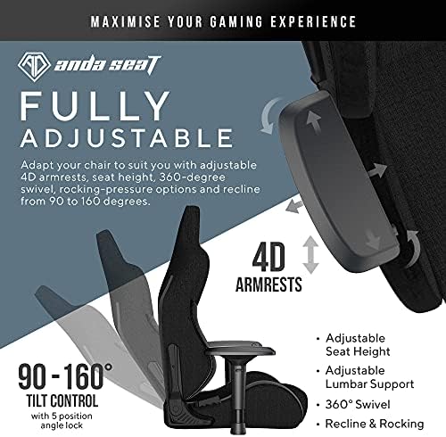 Anda Seat T-Pro 2 Pro Gaming Chair Black Fabric - Premium Fabric Gaming Chair, Desk Chairs with Neck, Lumbar Back Support Pillow Gaming Seat - for Adults and Teenagers (Electronic Games)