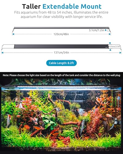 Image of SEAOURA Plant Growth Aquarium Light, 24 /7 Custom Timer, Power-Off Memory, 48-54in Full Spectrum Aquarium Plant Lights, 7-Row LED 8 Colors, 20 Adjustable Brightness, Day & Night Cycle for Freshwater