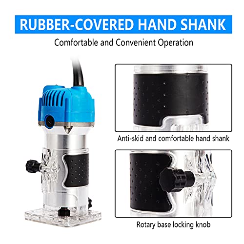 Wood Routers, Wood Trimmer Router Tool, Compact Wood Palm Router, Tool Hand Trimmer, Woodworking Joiner, Cutting Palmming Tool, 30000 Rpm 1/4" Collets 800W 110V #TOP2