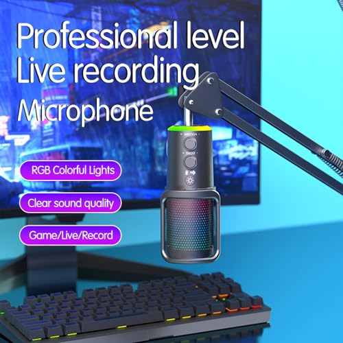 Image of ADZOY Professional SU9 RGB USB Condenser Microphone | One Click Noise Reduction| Volume Control | Echo | Mute | Dynamic RGB Lighting | Professional Mic for Gaming | Podcast, YouTube Streaming