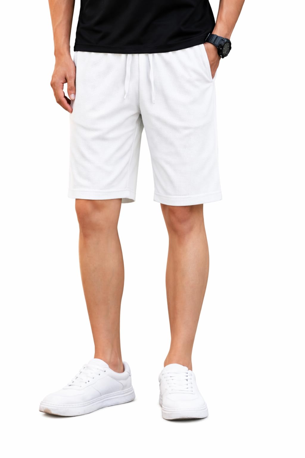 Men Waffle Knit Cotton Shorts|Regular Fit|Soft Breathable Lounge Wear|Casual Wear WF-31-image-24