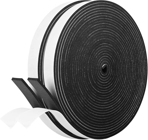 Image of Kikerike Self Adhesive Foam Tape Weatherstrip 3 /4In x 1 /8In x 50Ft High Density Foam Insulation Strips Seal Weather Stripping with Strong Adhesive for Door and Window Sound Isolation Soundproofing