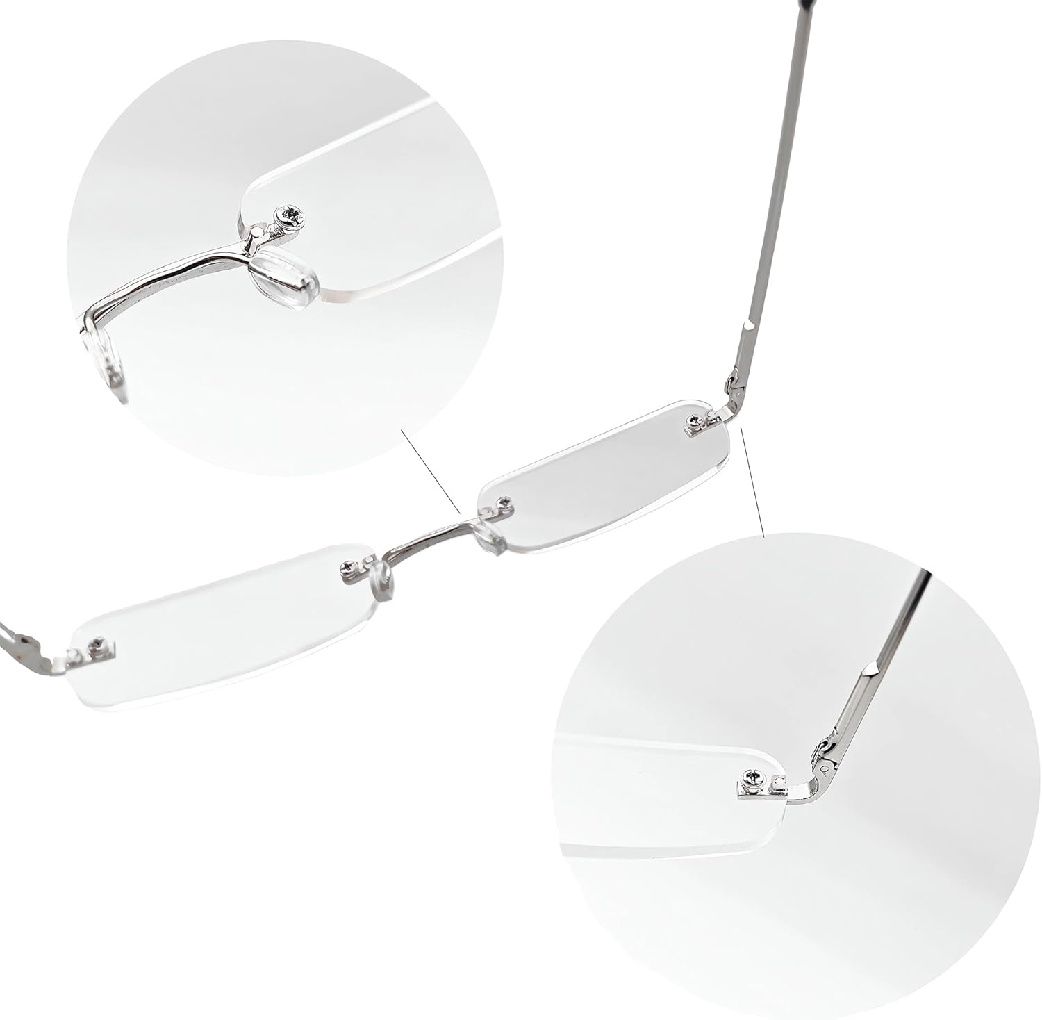 Mini Rimless Reading Glasses - Slim Compact Metal Readers with Spring Hinge for Men and Women 2 Pairs - Image 6