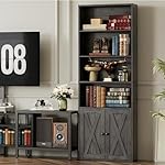 IRONCK Industrial Bookshelves and Bookcases with Doors Set of 2 Floor Standing 6 Shelf Display Storage Shelves 70 in Tall Bookcase for Home Office, Living Room - Image 4