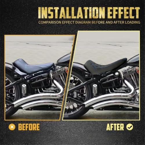 Sillín monoplaza de cuero PU con diamantes de perfil bajo para Softail Breakout FXBR 08-17 5