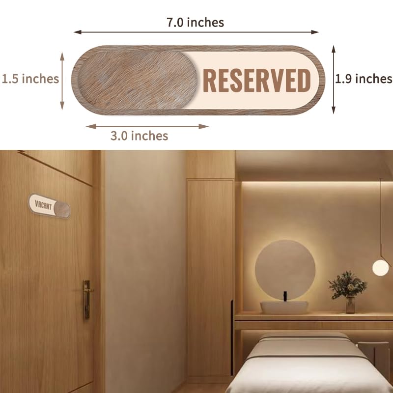Muka Privacy Sign Vacant Reserved Door Sign Slider Door Indicator Tells Whether Room Vacant Or Occupied, Acrylic, 7"X2" - Image 2