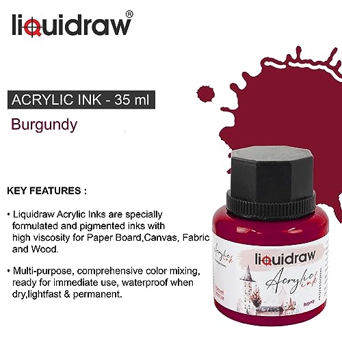 Liquidraw Acrylic Inks for Artists 20 Colours Black White Available Waterproof Ink 35ml Professional for Painting Drawing - Image 2