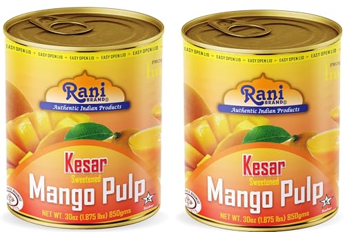 Rani Mango Pulp Puree (Makes Mango Lassi Shakes) Kesar Sweetened 30oz (1.875lbs) 850g Pack of 2 ~ Kosher | All Natural | NON-GMO | Vegan | No colors | Gluten Friendly | Indian Origin