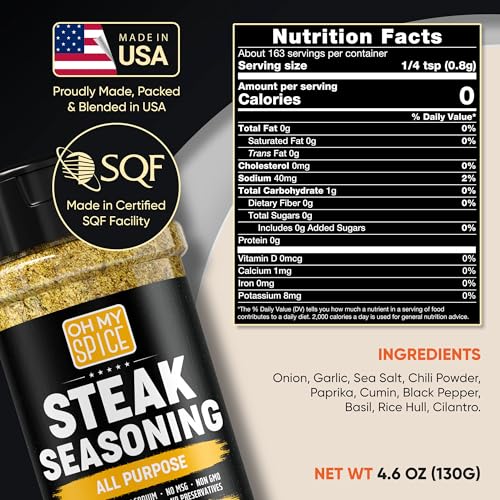 Steak Seasoning All Purpose Seasoning Mix - Gluten Free & Low Sodium Meat Seasonings for Ribeye, NY Strip & Tomahawk. Steaks Seasonings for Grilling. Beef Steaks Salt Blend. Steak Rub Spices. 4.6oz - Image 3