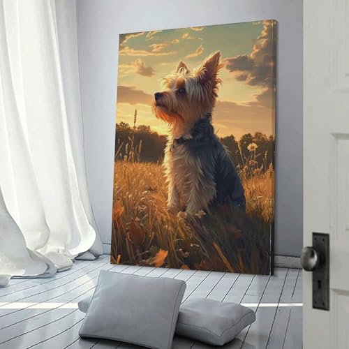 Impression sur toile affiche décoration de chien Yorkshire idée de présent pour salon chic - 3