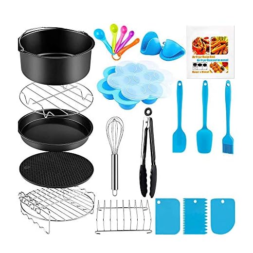 HaavPoois 20 set fyrkantig luftfritös tillbehör 11 st med receptkokbok kompatibel för Philips luftfritös, andra fyrkantiga AirFryers och ugn, deluxe fritös tillbehör set med 30,48 – 16,54 cm