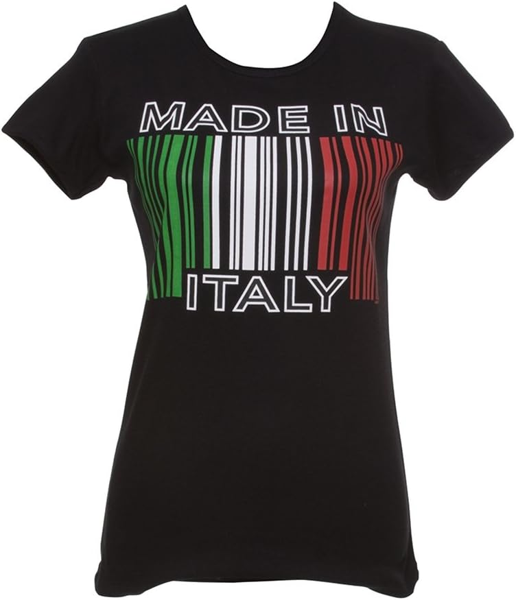 Womens Made in Italy Barcode Flag Short-Sleeve T-Shirt - X-Large Black