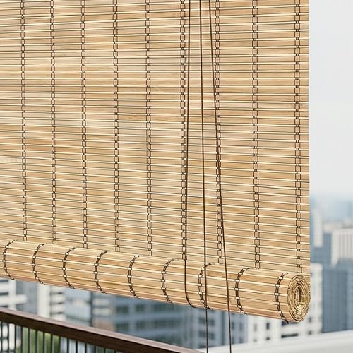 Image of Story@Home Bamboo Blinds for Balcony W 3 ft x H 7 ft (Pack of 2) | Rope Mechanism Roll Up Down Bamboo Shade for Sunlight Dust Protection Window Chick Blinds for Balcony -Beige & White