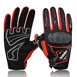 BOODUN Motorcycle Riding Gloves for Men and Women, Breathable Motorbike Gloves Knuckle Protection, for Climbing, Road Racing, Motocross etc (Red, L)