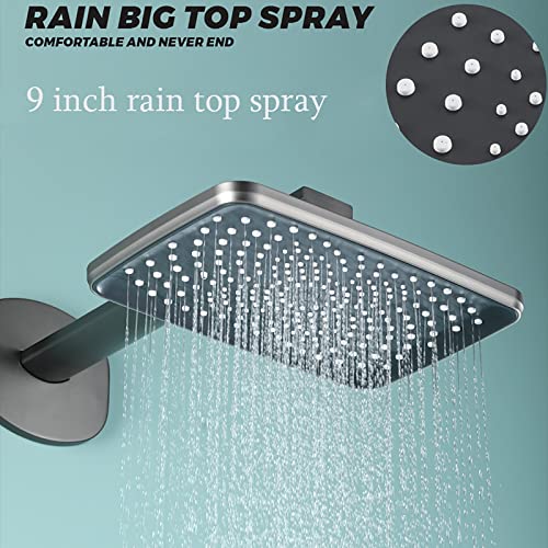 Juego de grifo de ducha con efecto lluvia rectangular para crear un spa en el hogar 5