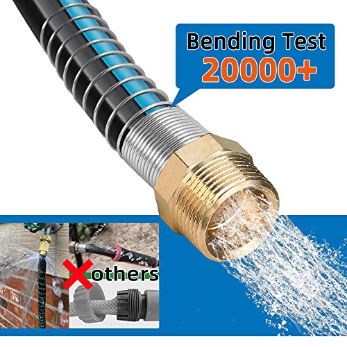 Heavy Duty Garden Hose 5/8 In X 200 Ft –Super Flexible Leader Water Hoses With 10 Pattern Spray Nozzle,Burst 600Psi,Hybrid Rubber Hose Car Wash Pipe,3/4'' Solid Brass Connector For Lawn&Yard #TOP1