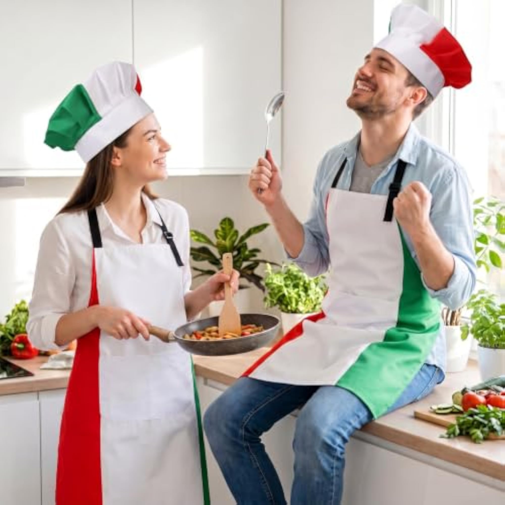 Adjustable Chef Apron Set with Hat, Italian Gift