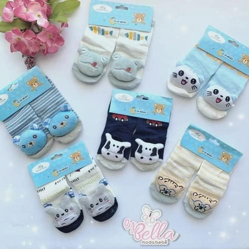 Kit 4 Pares Meia 3d Bebê Bichinho Infantil Inverno Menino algodão (0 a 12 meses)