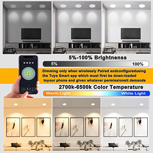 AIJIA Smart Recessed Lighting, 4 inch Canless LED Recessed Lights RGB