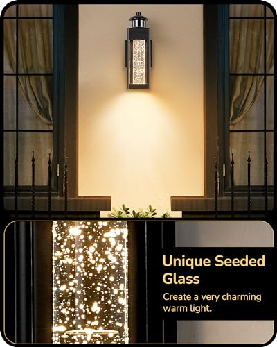 Motion Sensor Outdoor Wall Light with Clear Seeded Glass - 1100 Lumen