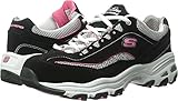 Skechers Sport Women's D'Lites Life Saver Fashion Sneaker, Black/Pink, 7.5 XW US