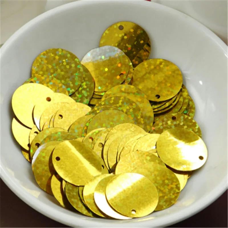 Cekiny do szycia rzemieślniczego, Duże okrągłe 40mm 50mm cekiny PVC płaskie cekiny szycie hologramowe cekiny ślubne rzemiosło z 1 otworem bocznym kolory 30g(Green,50mm)