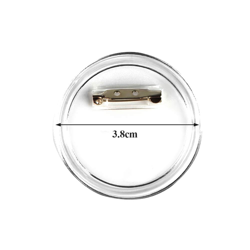 BUYGOO 50 Piezas Chapas Plásticas con Alfiler Incluido, Botón de Pin Redondo de Acrílico Transparente