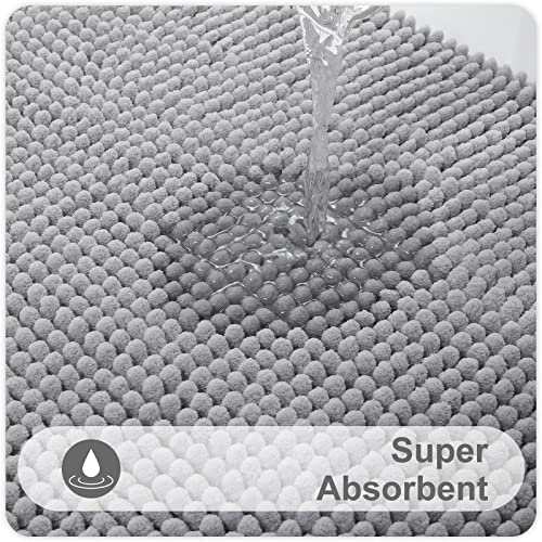 smiry Non Slip Chenille Bath Mat, Extra Soft Bathroom Mat, Super Absorbent Fluffy Bath Mats for Bathroom, Machine-Washable Quick Dry Bath Rug Foot Mat, 40 x 60 cm, Grey - Image 5