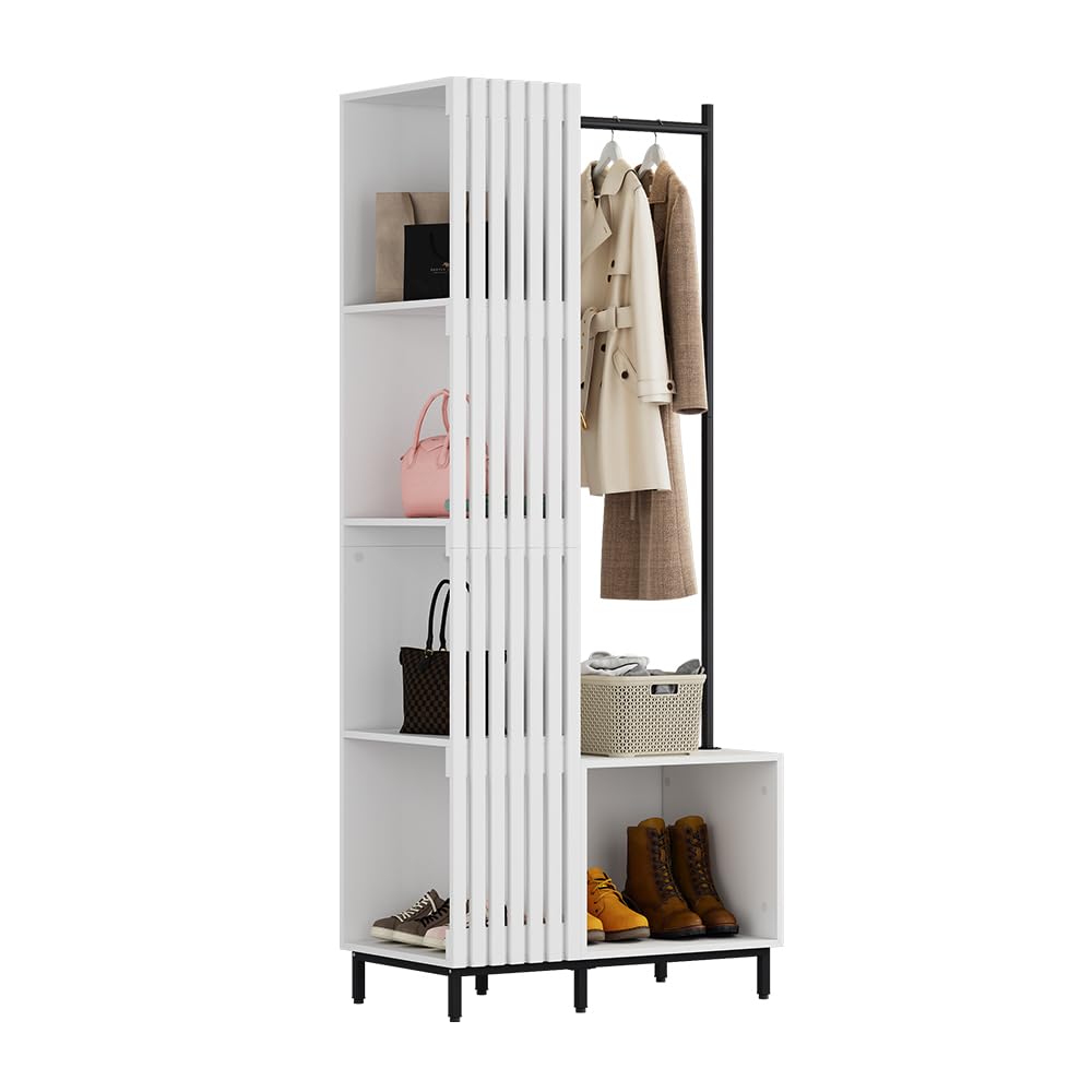 Vicco Garderobe Zinto, Weiß, 80 x 187 cm mit 5 Ablagefächern, zur Wandmontage geeignet für platzsparende Aufbewahrung