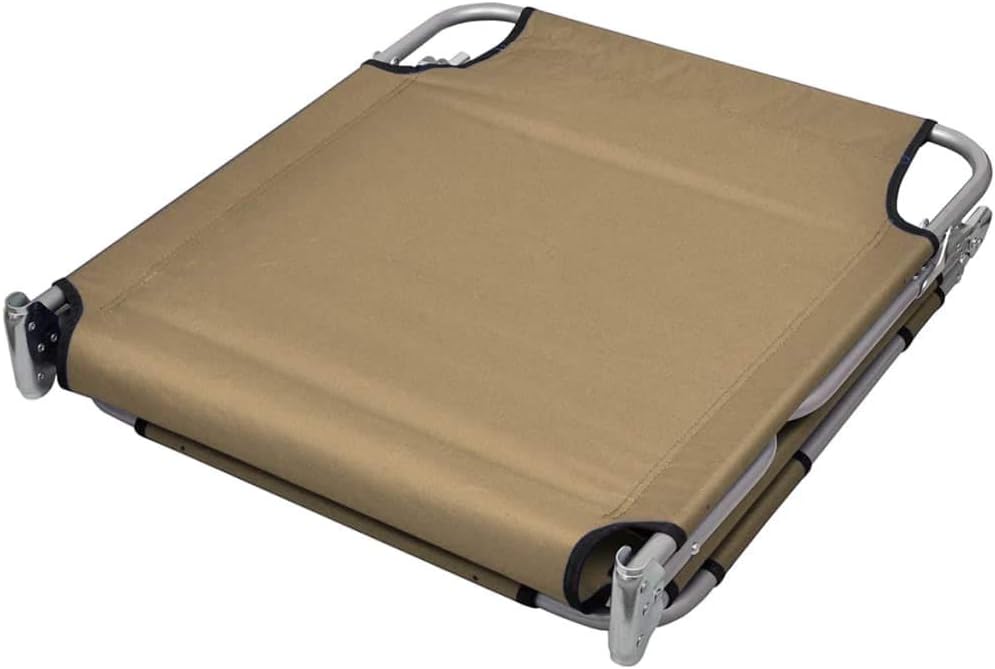 Folding Sun Lounger, Lounge Chair with Steel Frame,for Beach, Yard, Pool and Patio, with Canopy Steel Gray (Taupe+Head Cushion 74.4" x 22.8" x 10.6" (L x W x H))