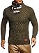 Produktbild Leif Nelson Herren Strickpullover Pullover mit Stehkragen Männer Pulli für Winter Winterpullover Jungen Sweatshirt Khaki Large