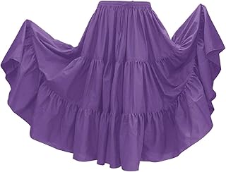 Indian Trendy 36" Long Women's Soft Cotton 10 Yard 3 Tiered Gypsy Belly Dance Skirt Swing Halloween