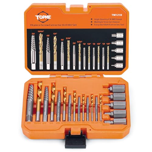 19 Piece Screw Extractor and Left Hand Drill Bits Set, Easy Out Screw Extractor Set with HSS Steel...