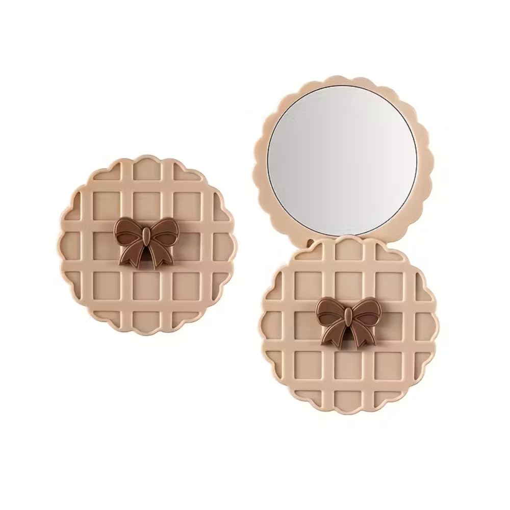 Compact Makeup Mirror for Women – Portable Round Folding Hand Mirror with Bee Design, Travel Cosmetic Pocket Mirror for Handbag, Purse & Outdoor Use (Beige)-image-21