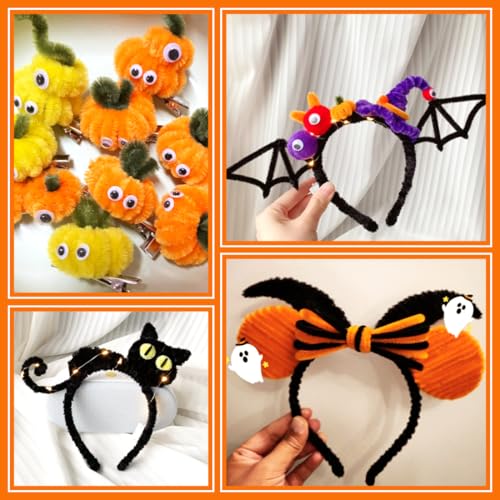 Image of Iooleem 200pcs Halloween Pipe Cleaners, Chenille Stems, Pipe Cleaners for Crafts, Pipe Cleaner Crafts, Art and Craft Supplies.